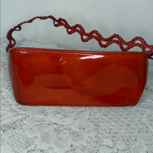 Vintage Stephane Kelian Paris orange red braided rope strap patent leather bag - Picture 5 of 10